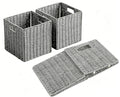 10.5x10.5 Cube Storage Baskets, Set of3 Natural Paper Rope Multipurpose Collapsible Organizers, Woven Laundry Totes for Laundr