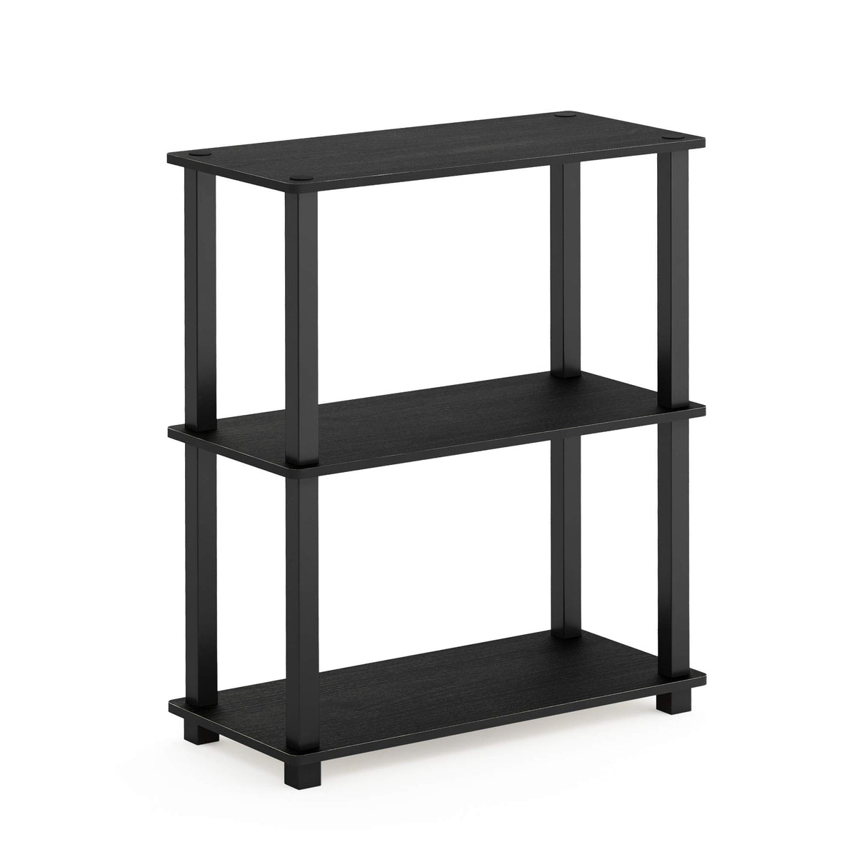 Furinno Turn-S-Tube 3-Tier Compact Multipurpose Shelf Display Rack With Square Tube, Americano/Black