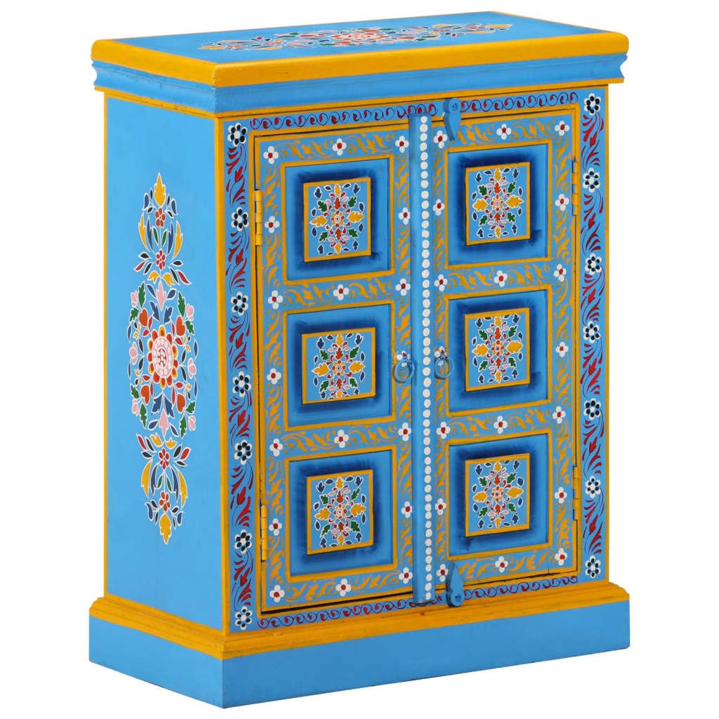vidaXL Sideboard Solid Mango Wood Turquoise Hand Painted - Thumbnail 3