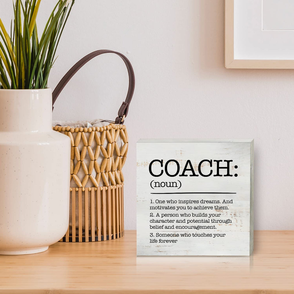 Hdky Wood Box Sign, Coach Definition, 5 X 5 Inches, Rustic Decorative Signage For Wall And Desktop, Ideal Gift For Any Occasion