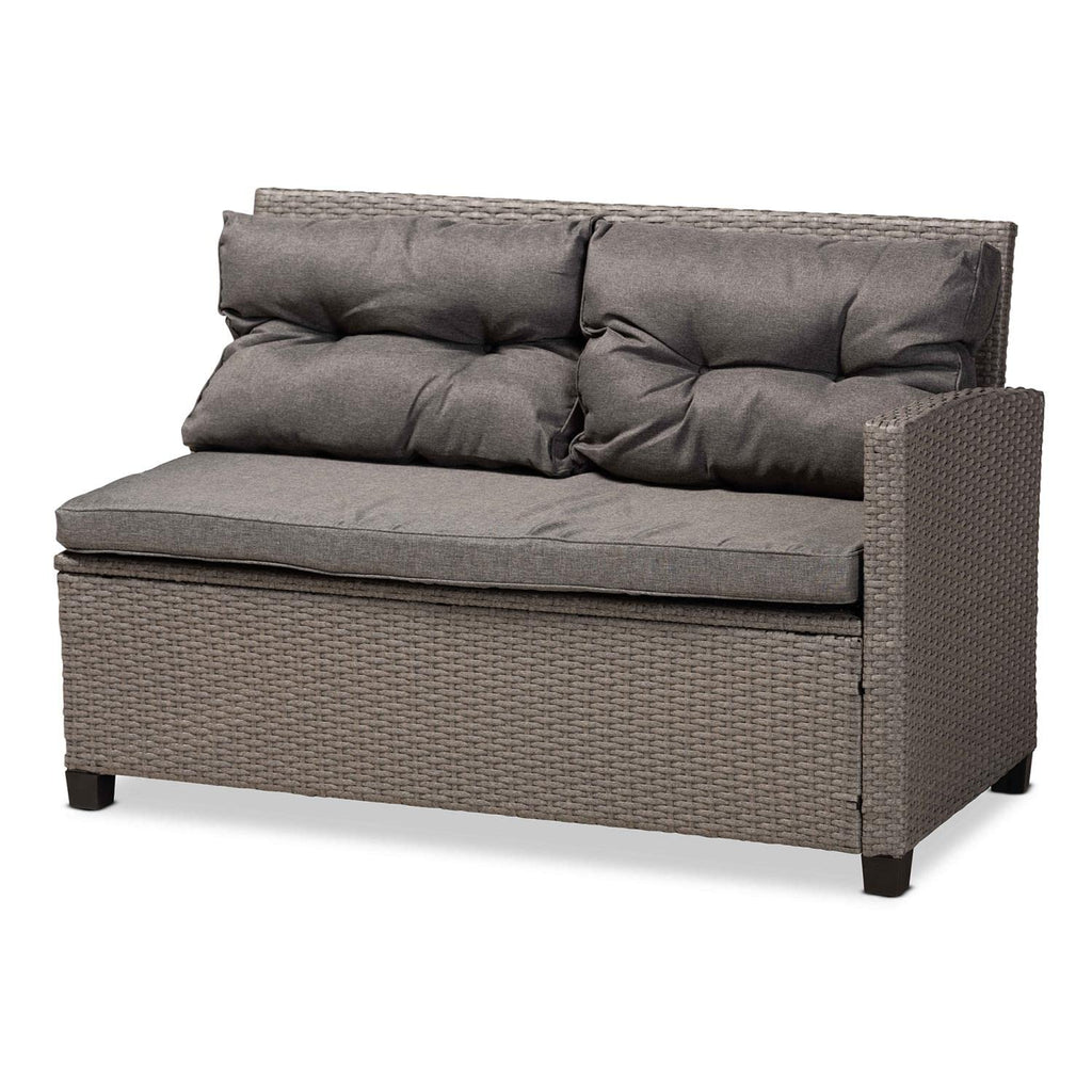 Baxton Studio Darian Modern and Contemporary Grey Fabric Upholstered and Grey Synthetic Rattan 4-Piece Patio Set