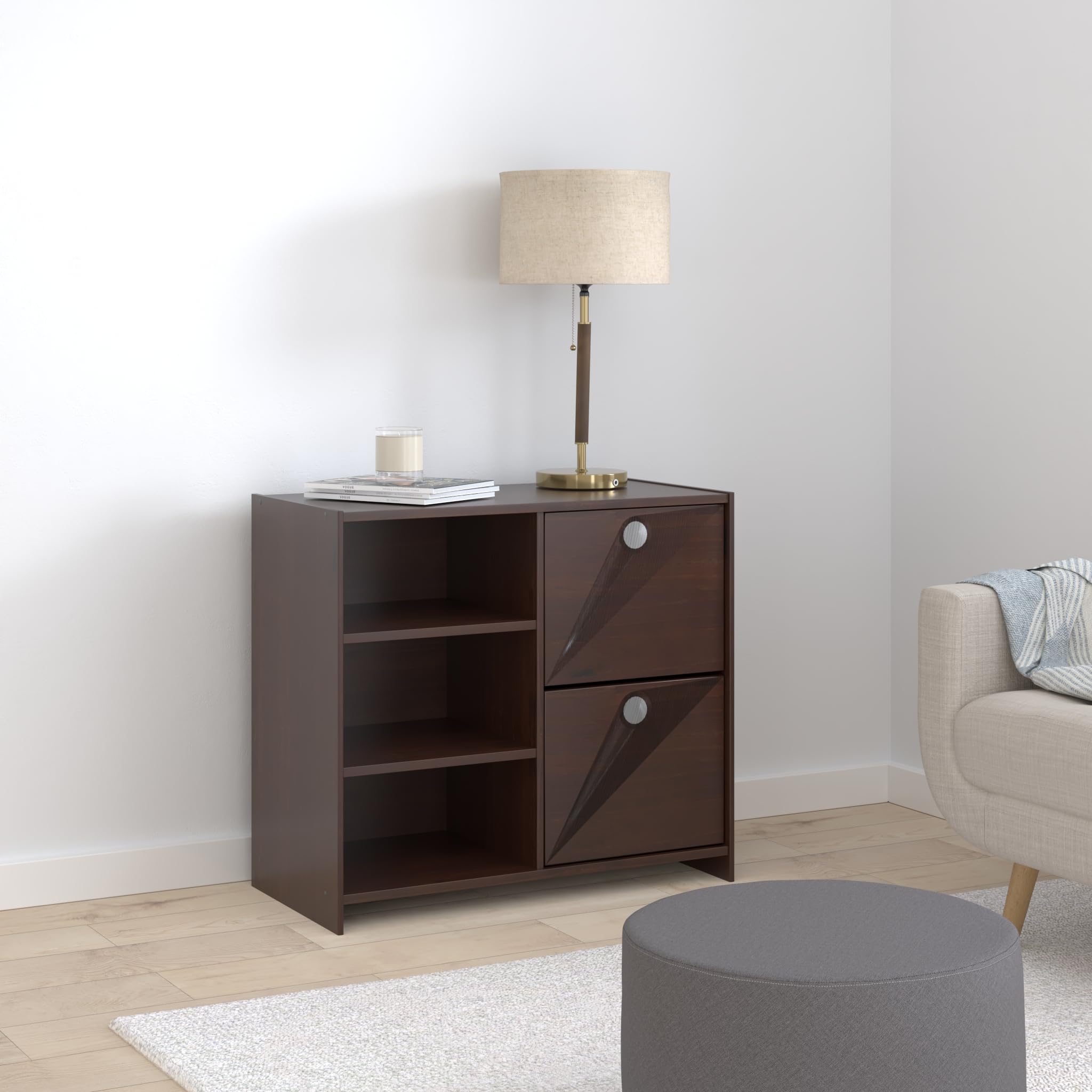 Donco Kids Circles Low Loft 2 Drawer Chest With Shelves In White Finish