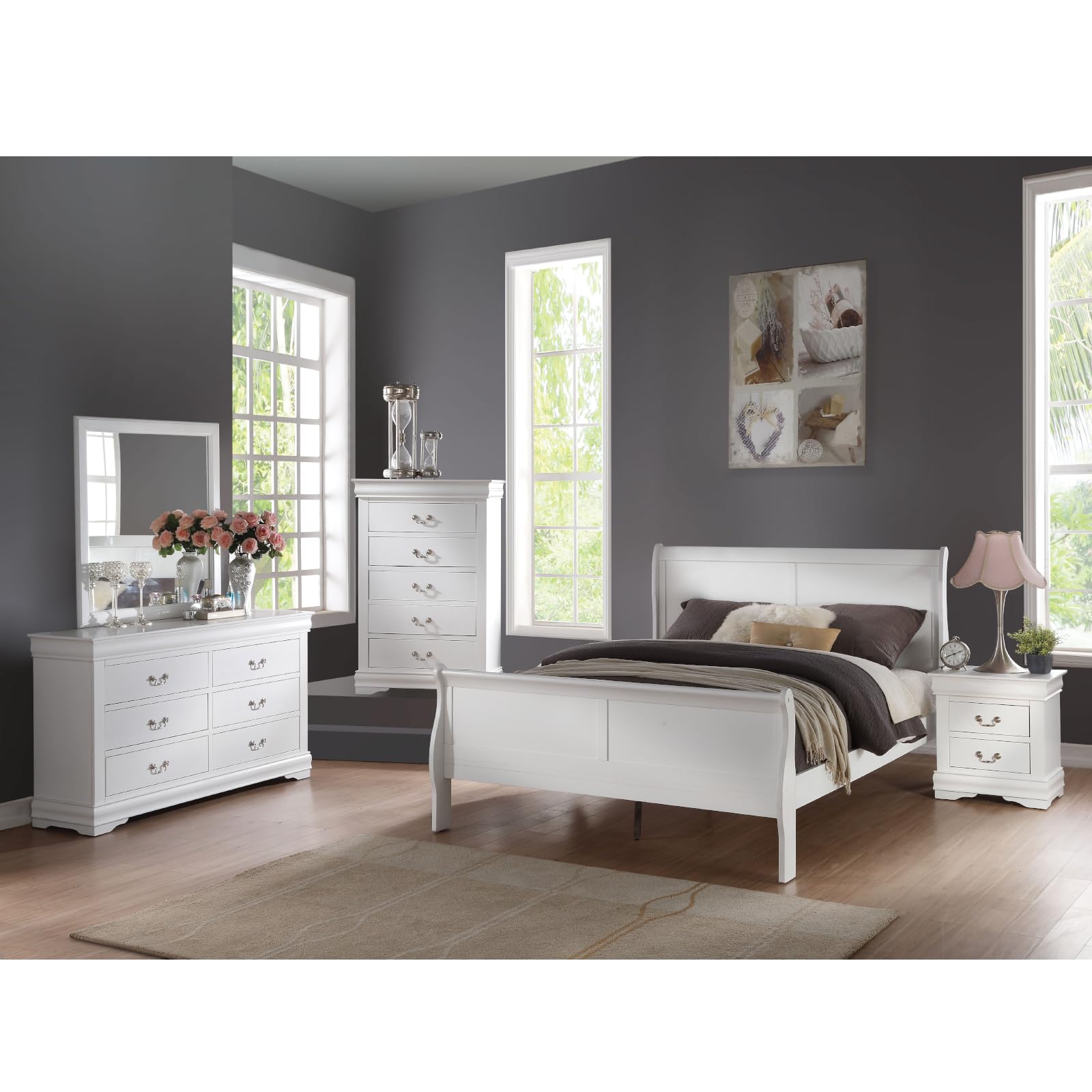 Acme Louis Philippe Nightstand in White