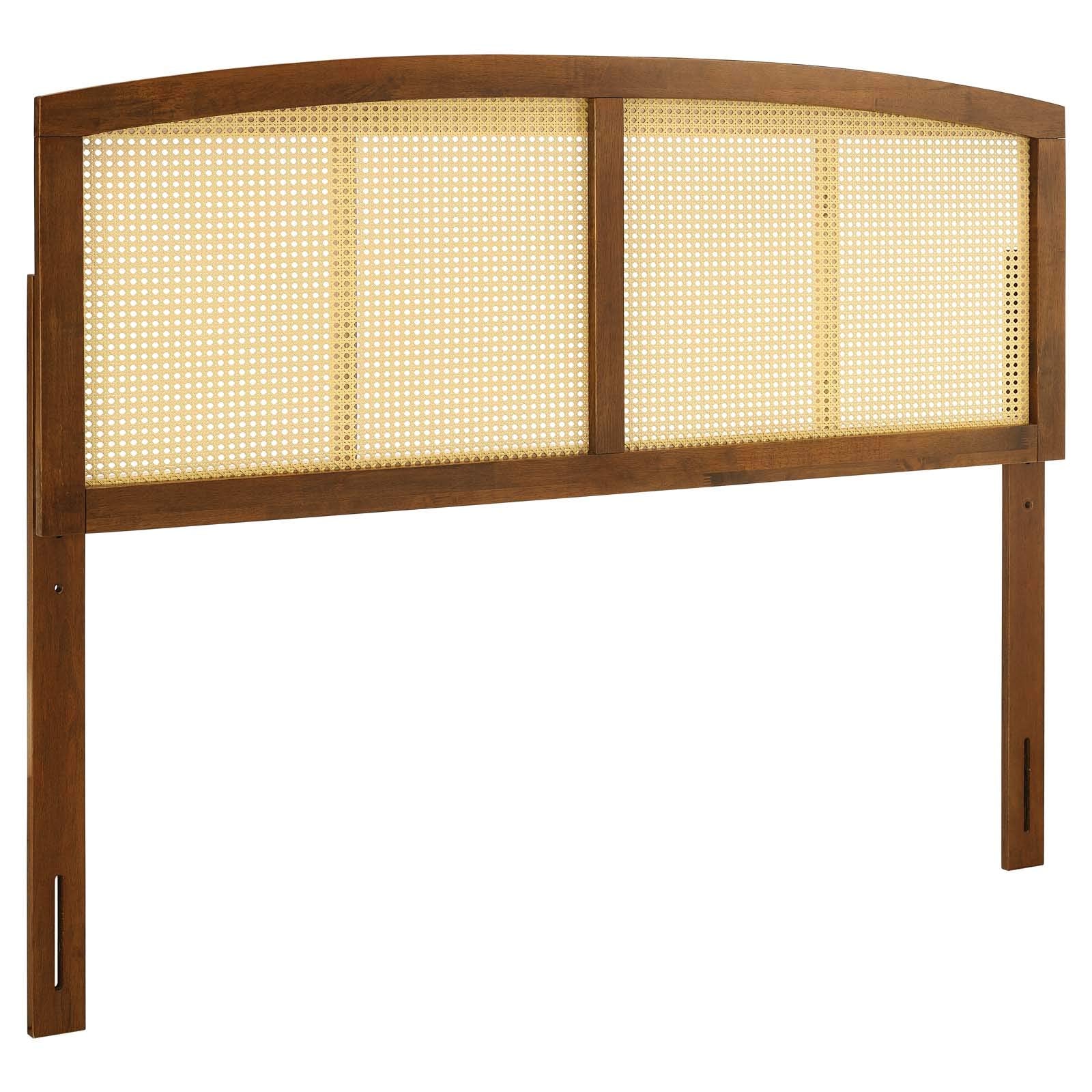 Modway Halcyon Cane Woven Rattan Queen Headboard In Walnut
