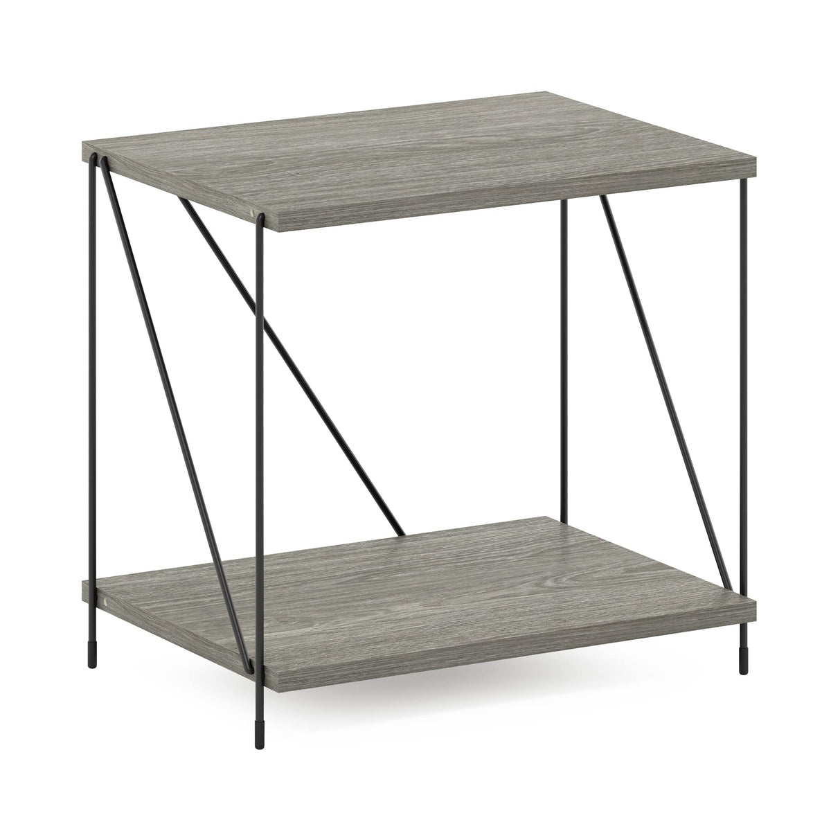 Furinno Besi Industrial Multipurpose Side Table With Metal Frame, Finn Oak