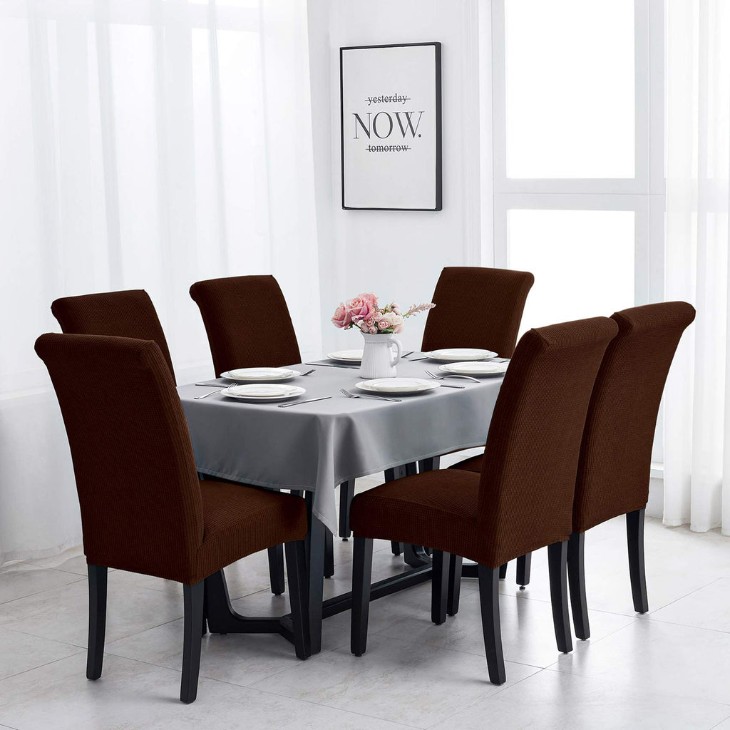 Joccun Chair Covers For Dining Room Set Of 2,Water Repellent Dining Chair Slipcovers Stretch Dining Room Chair Covers Seat Protector,Washable Parsons Chair Cover For Home,Hotel(Chocolate,2 Pack)