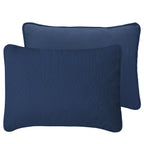 Easy-Going King Size Reversible Quilt Set With 1 Quilt And 2 Pillow Shams, Soft Bed Quilt Cover, Water Resistant Lightweight Microfiber Bedspread, Stain Resistant, Olive Leaf-Dark Blue/Light Blue