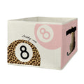 Yorhifa Trendy Retro Pink Leopard Girls Storage Bins with Handles, Funky Preppy Cheetah Lucky 8 Ball Lips Collapsible Laundry Ba