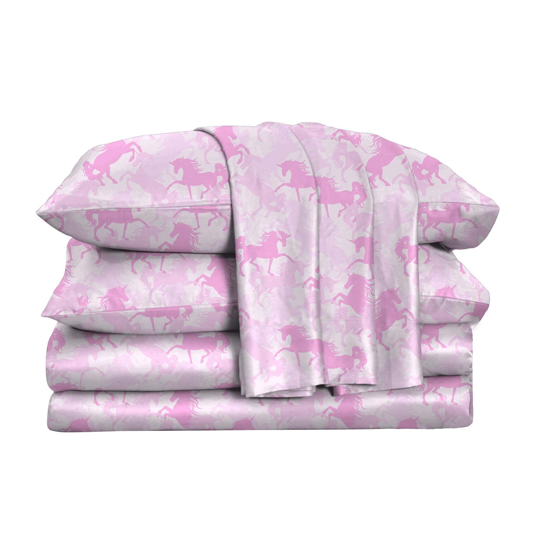 Kids Rule 4 Piece Sheet Set,Unicorn Camouflage, Multicolored, Pink - Full (Jvss2135F)