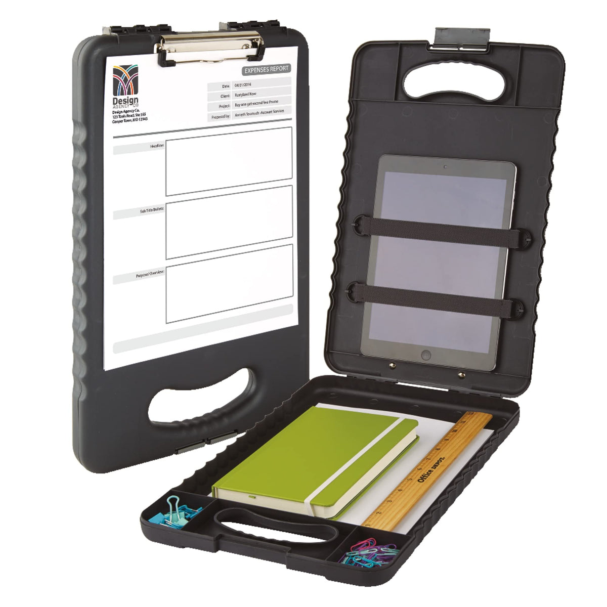 Office Depot Brand Carry-All Clipboard Storage Box, 15'H X 13'W X 2'D, Charcoal