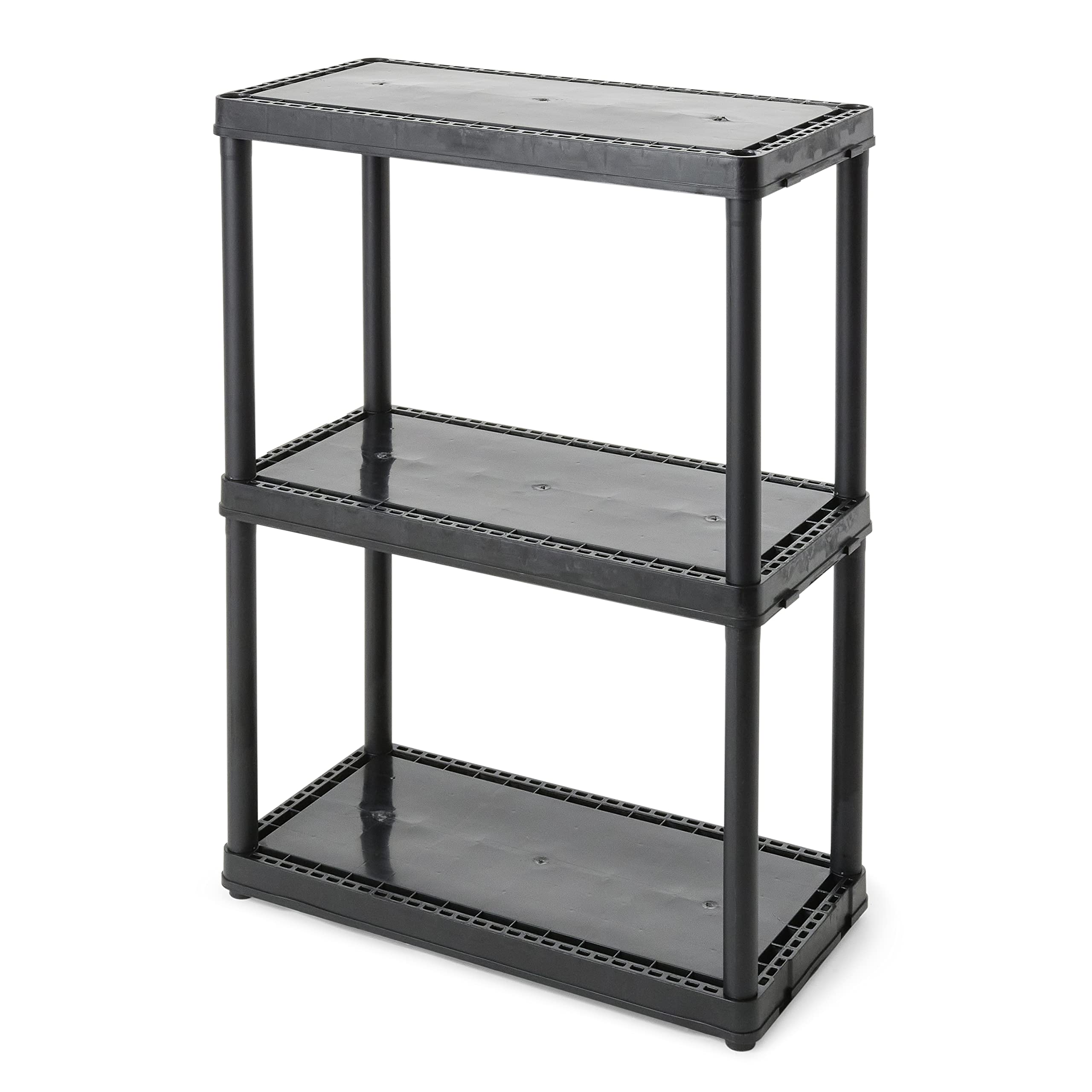 Gracious Living 3 Shelf Fixed Height Light Duty Storage Unit 12 X 24 X 33 Organizer System For Home, Garage, Basement, & Laundry, Black (3 Pack)