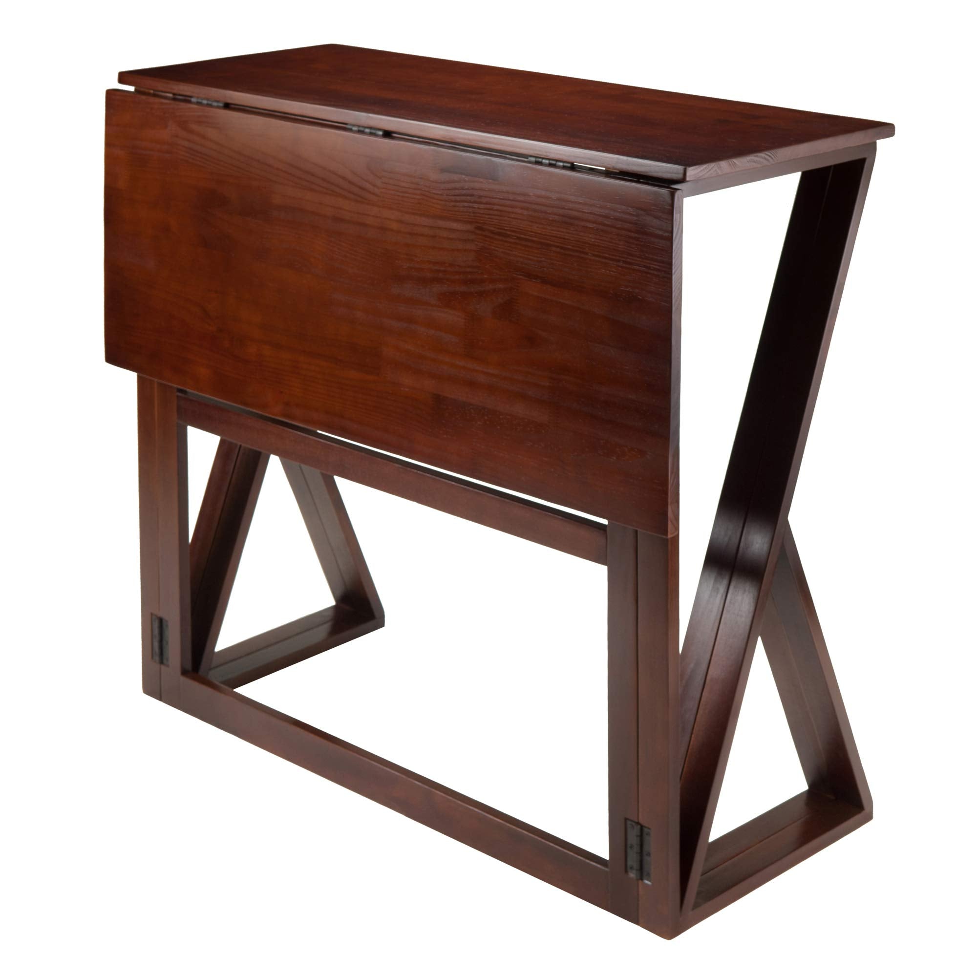 Winsome 3-Piece Harrington Drop Leaf High Table with 2 Cushion Saddle Seat Stools, 29-Inch, Brown