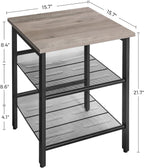 Vasagle Indestic End Table, Nightstand With 2 Adjustable Mesh Shelves, Industrial Side Table For Living Room, Stable Metal Frame, Easy Assembly, Greige And Black Ulet023B02