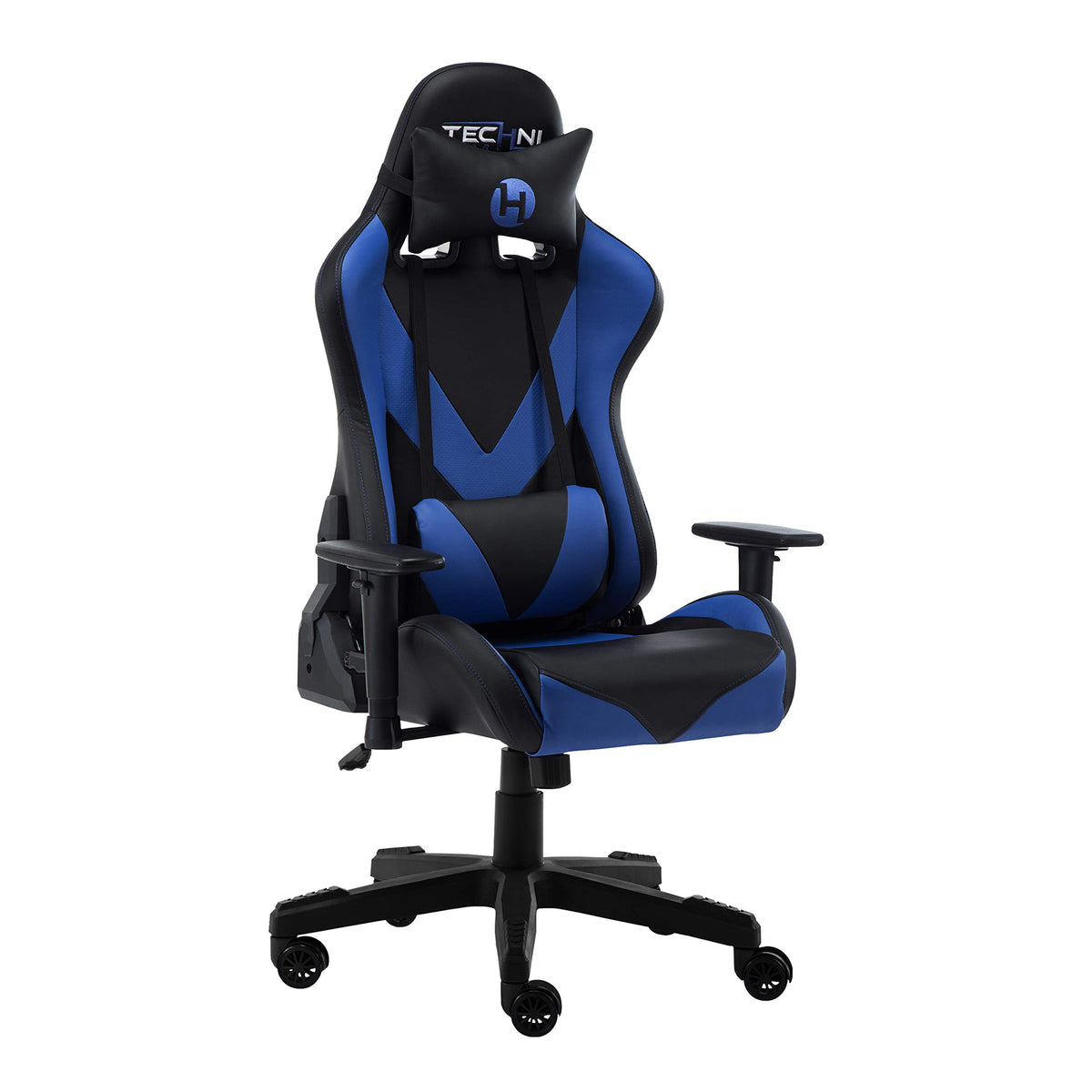 Techni Sport Pc Gaming Chair With Foam Seat And Padded Arms, Reclining Office Chair With Height And Tilt Adjustable, Blue