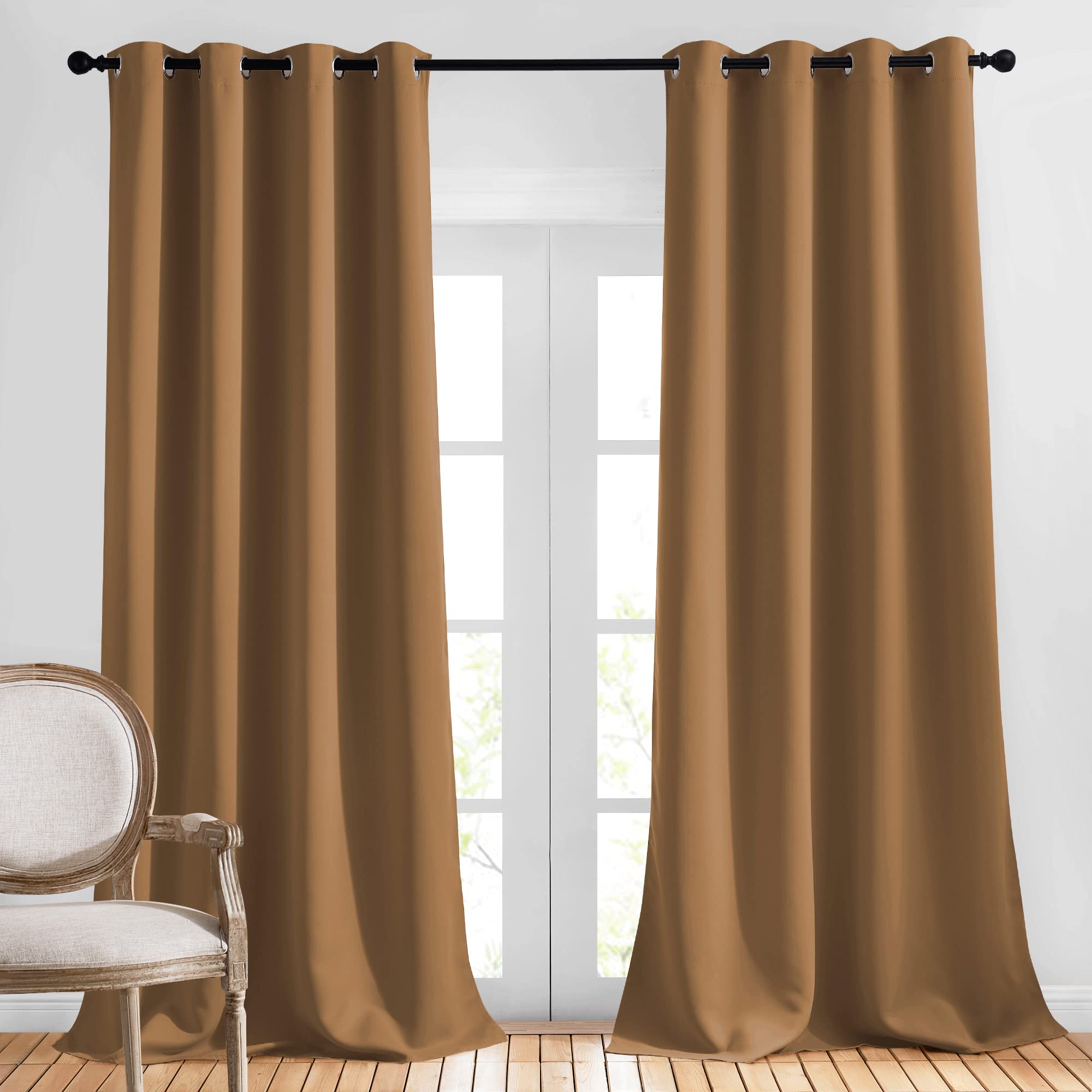 Nicetown Blackout Curtains 108 Inches Length - Grommet Thermal Insulated Window Treatments Solid Panels For Living Room/Bedroom,