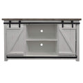 TUP The Urban Port 69 Inch Wooden Media Console with Barn Style Sliding Door, 69-Inch, Brown and White
