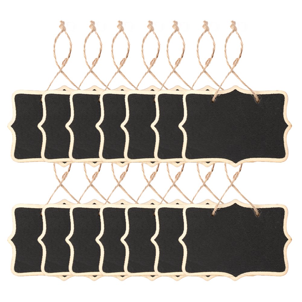 Austor 14 Pcs Mini Chalkboards Signs Hanging Rectangle Chalkboards Double Sided Blackboard Message Board Hanging Signs For Weddi