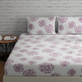 Huesland By Ahmedabad Cotton 144 Tc Cotton King Size Bedsheet With Elastic Fitted With 2 Pillow Covers | 72X78 Inches | White (M