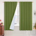 LAMIT 100% Blackout Linen Curtains 63 Inches Long, Linen Textured Living Room Bedroom Drapes Full Room Darkening Back Tab and Ro