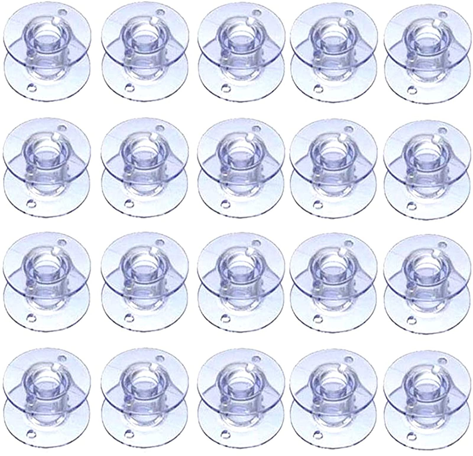 YEQIN 20Pcs Clear Plastic Sewing Machine Bobbins, Sa156 Bobbins, Bobbins Class 15, Compatible with Brother Singer Sewing and Emb