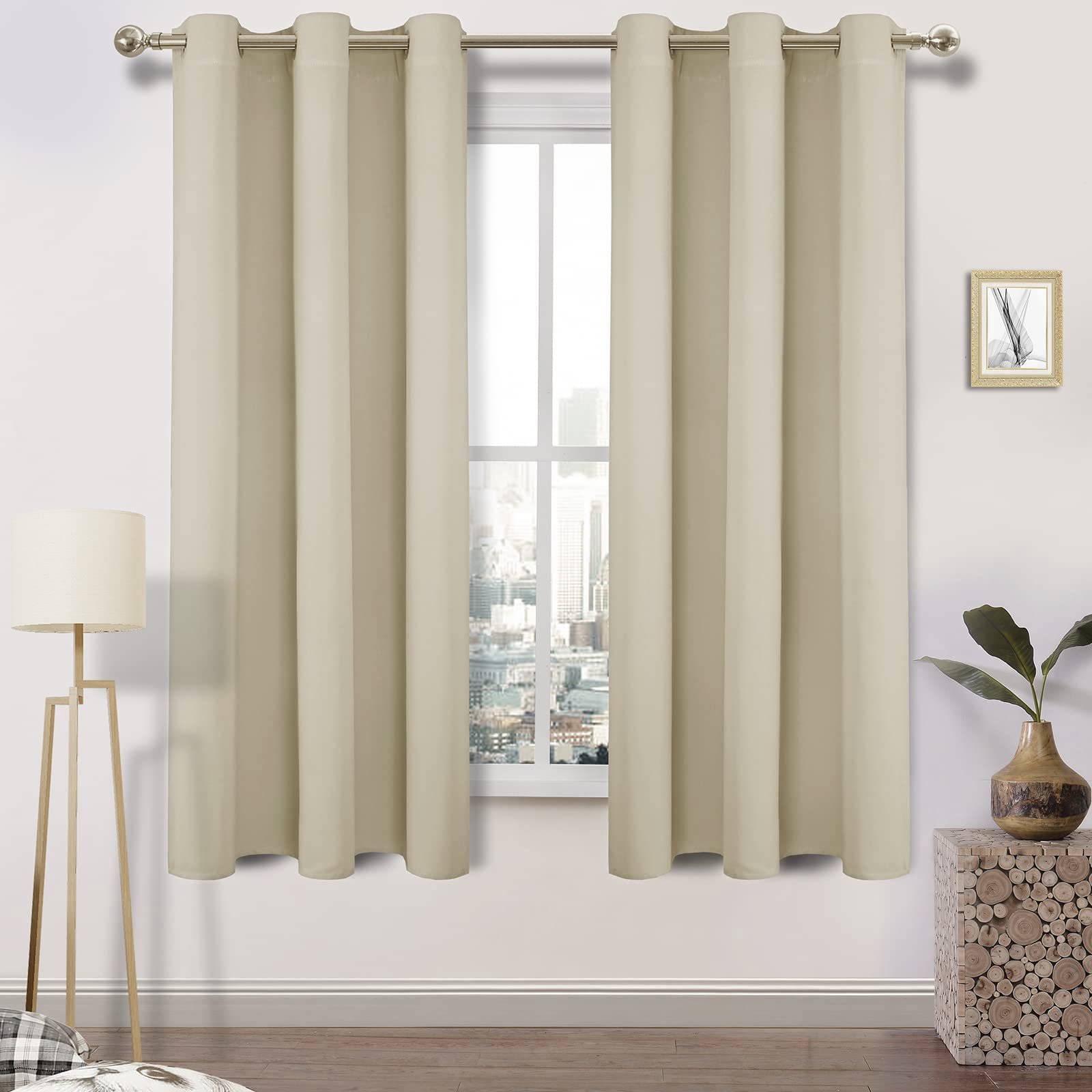 Dwcn Light Beige Room Darkening Curtains For Bedroom, Thermal Insulated Privacy Protection Window Curtains For Living Room, W38