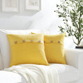 Meekio Set Of 2 Yellow Square Pillow Covers 22 X 22 Summer Pillow Covers With Coconut Buttons For Sofa Couch Living Room Bedroom