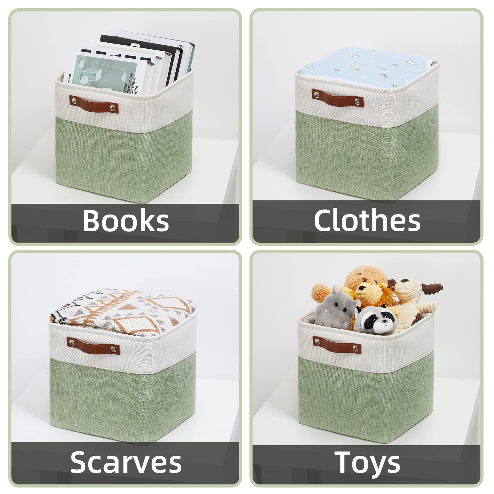Dullemelo Storage Baskets For Organizing, Fabric Storage Cubes For Dog Toy Box, 11 Inch Decorative Cube Storage Bins With Handle