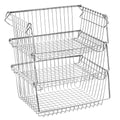 SANNO Stacking Baskets Bin Baskets Wire Storage Baskets Organization Farmhouse Scoop Baksket for Pantry, Kitchen, Closets, Bathr