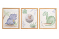Reece Studio Nursery Wall Art Set Of 3, Dinosaur Baby Picture Frame Set, Dino Themed Nursery D  cor For Baby Boy, Newborn Baby P
