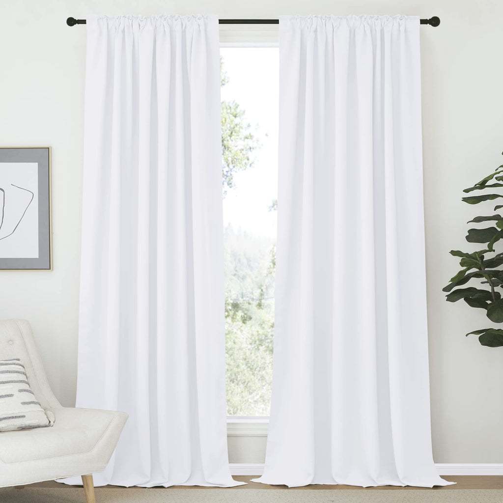 Nicetown Living Room Curtain Drapes - (White Color) W70 X L108, Set Of 2, Window Treatment Drapery Panels
