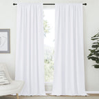 Nicetown Living Room Curtain Drapes - (White Color) W70 X L108, Set Of 2, Window Treatment Drapery Panels