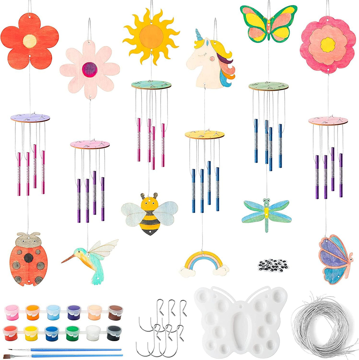 Beyumi Wind Chime Kit For Kids Diy Craft Make Your Own Wooden Musical Wind Chime School Activities Creative Handmade Materials G