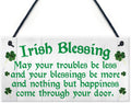 POWERMAZ Irish Blessing Happiness Friendship Wood Signs Gifts Plaque Home Decor Door Sign 12x6(BW1998)