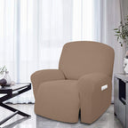 Easy-Going 4 Pieces Oversized Recliner Stretch Sofa Slipcover Sofa Cover Furniture Protector Couch Soft With Elastic Bottom Polyester Spandex Jacquard Fabric Small Checks Camel
