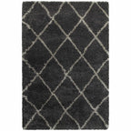 HomeRoots 507888 6 x 9 ft. Charcoal & Gray Geometric Shag Power Loom Stain Resistant Rectangle Area Rug