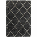 HomeRoots 507890 10 x 13 ft. Geometric Shag Power Loom Stain Resistant Rectangle Area Rug Charcoal & Grey
