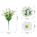 Ivydale Artificial Fake Outdoor Outside Plants Flowers For Fall Winter, 12 Bundles Faux Silk White Morning Glory Look Real Uv Re
