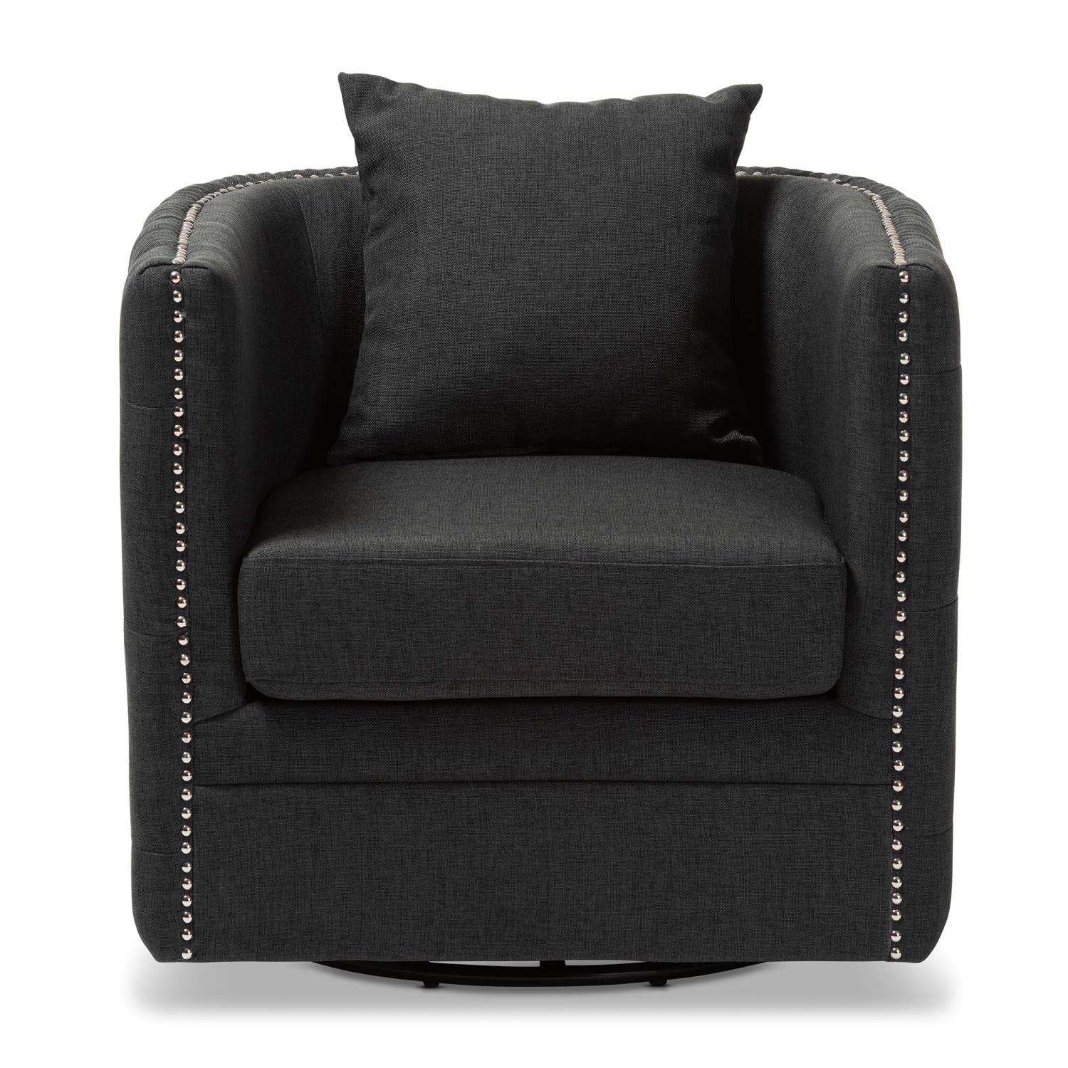 Baxton Studio Micah Modern And Contemporary Gray Fabric Upholstered Tufted Swivel Chair