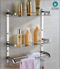 iSTAR Stainless Steel Multi Use Bathroom Rack Shelf Chrome Finish Kitchen Shelf Bathroom Shelf Bathroom Accessories (Number of S