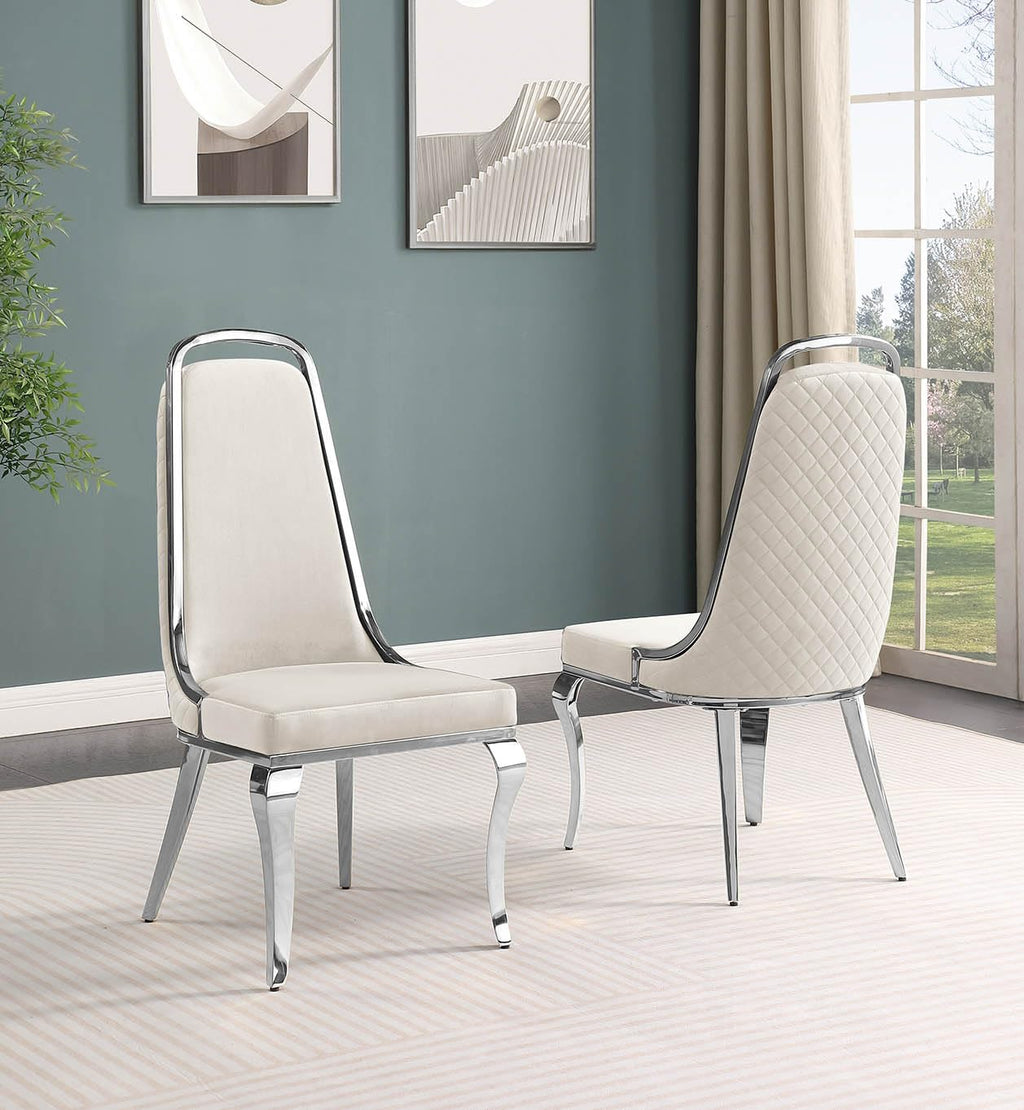 Best Quality Furniture SC310-317 Dining Chairs, Cream/Silver