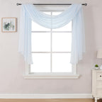 DONREN Baby Blue 144 Inch Length Sheer Window Scarf - Perfect As Valance Scarves As Well As Bed Canopy Or Wedding Decoration. (W
