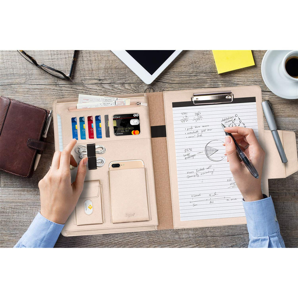 Toplive Padfolio Portfolio Case, Conference Folder Executive Business Padfolio With Document Sleeve,Letter/A4 Size Clipboard,Bus