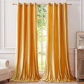 Bulbul Velvet Curtains 108 Inch Length For Living Room Modern Mustard Yellow Window Drapes Darkening Grommet Curtains For Bedroo