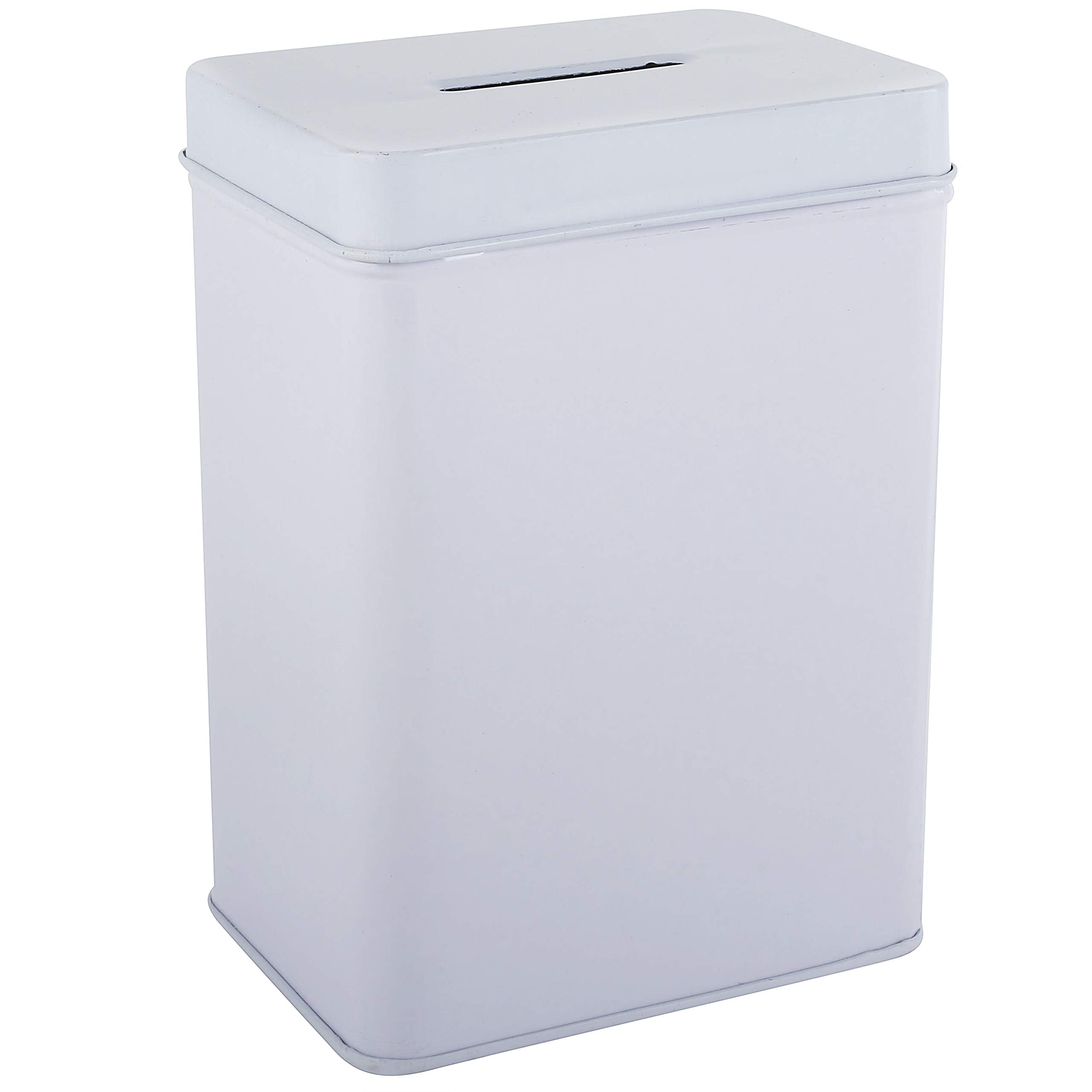 Metal Tin Charity Donation Box Tip Container Coin Collection Box Ticket Box 5' H X 3' W X 2' D With Slot On Removable Cover(1