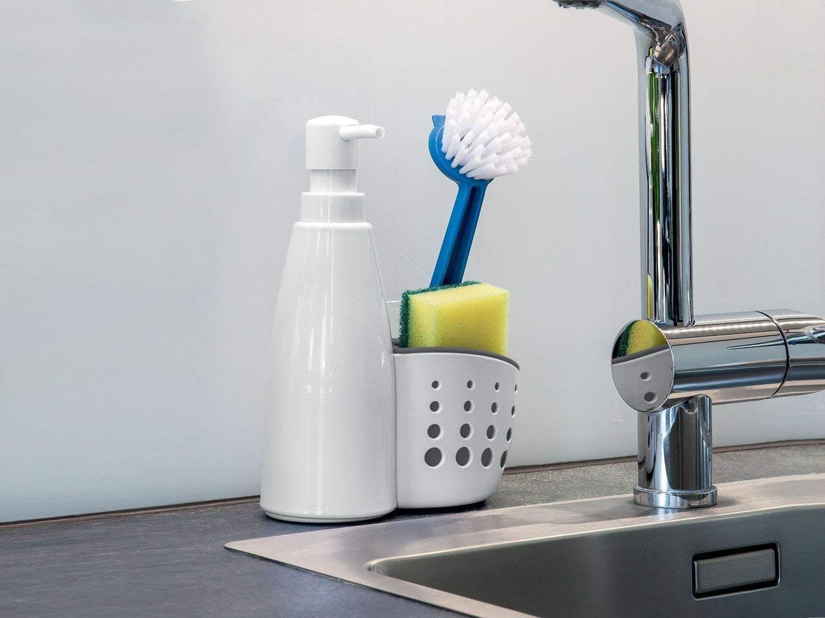 BSBDA Sink Organiser for Bathroom & Kitchen Dish Washing with Liquid Hand wash Soap Dispenser