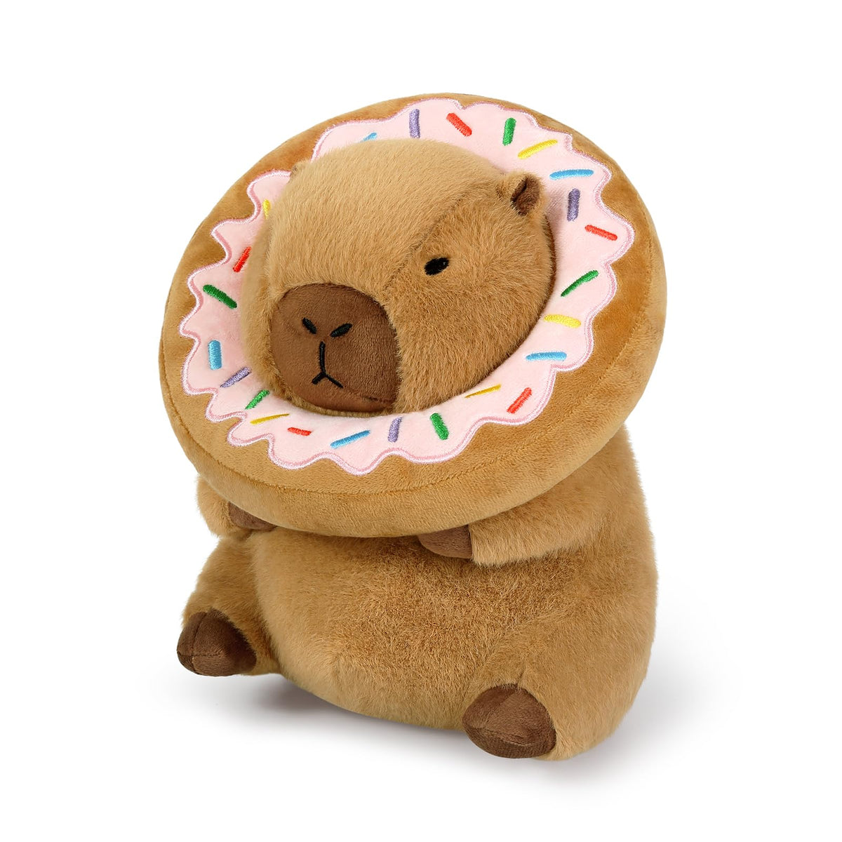 Ditucu Cute Capybara Plush Pillow With Wearable Donut Headgear Stuffed Animals Food Capibara Plushies Toys Gifts For Kids 11 Inc