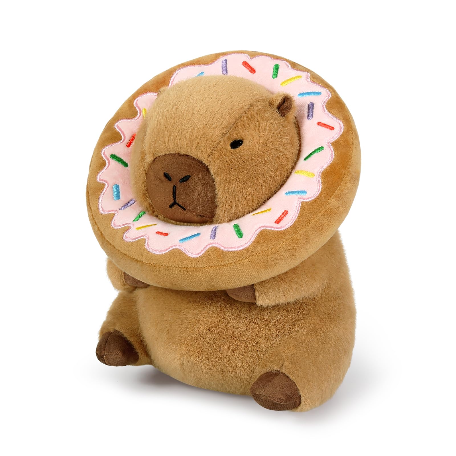 Ditucu Cute Capybara Plush Pillow With Wearable Donut Headgear Stuffed Animals Food Capibara Plushies Toys Gifts For Kids 11 Inc