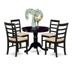 East West Furniture ANPF5-CAP-C 5 Piece Dining Set Includes a Round Kitchen Table with Pedestal and 4 Linen Fabric Upholstered Dining Chairs, 36x36 Inch, Cappuccino