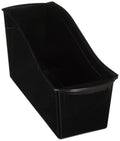 Storex Industries 14.3 x 5.3 x 7 Storex Large Book Bin with Front Pocket, Black