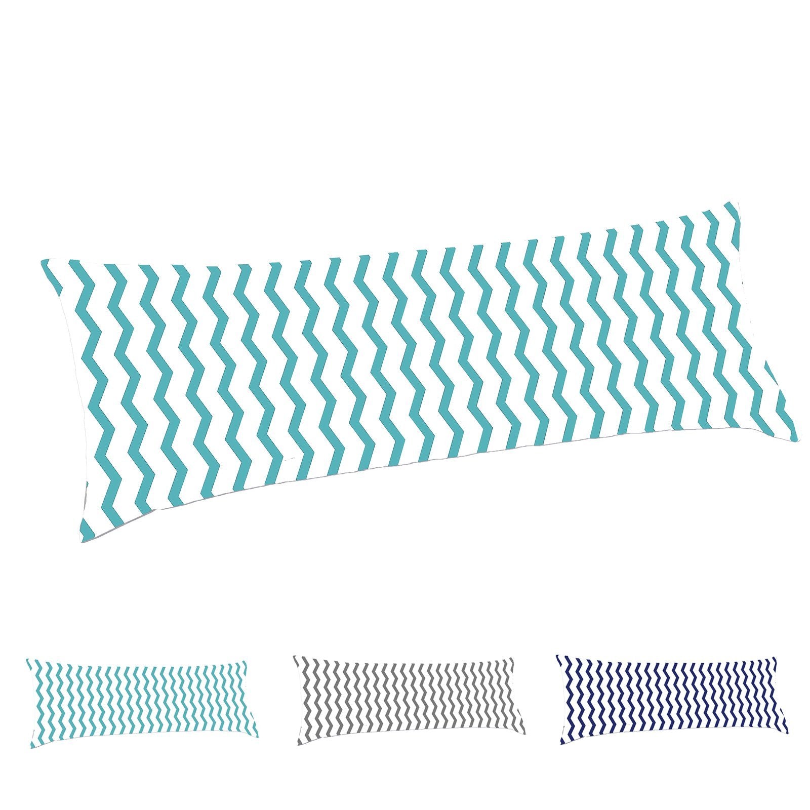Taoson 100% Cotton 300 Thread Count Aqua Blue And White Chevron Zig Zag Full Length Zippered Body Pillow Cover Pillowcase Pillow